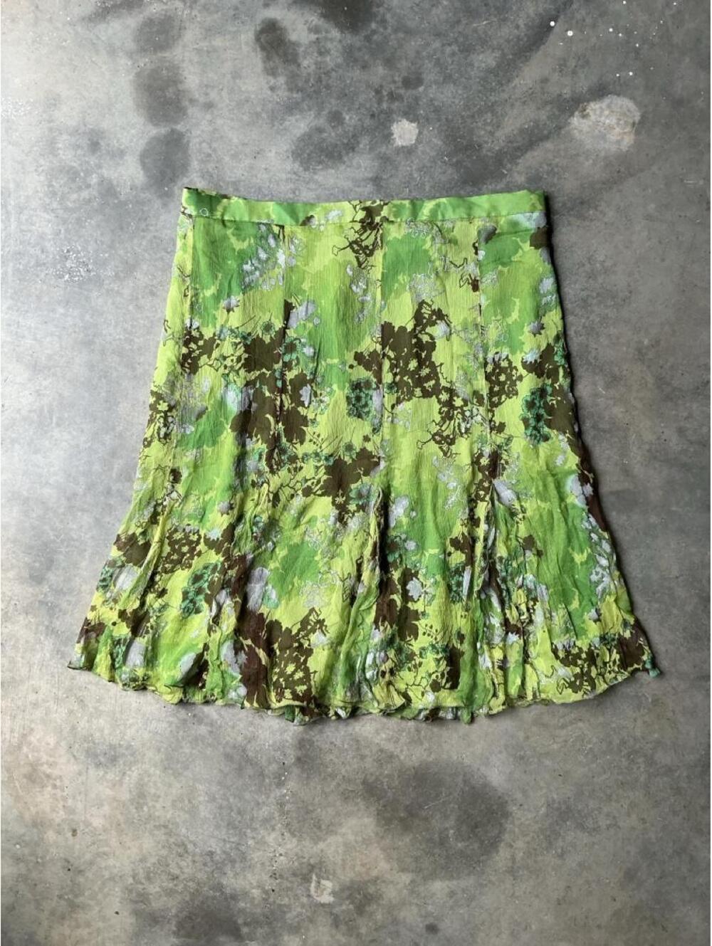 Y2K Zendra Lime Green Floral Mini Skirt | European Boho Fairy Grunge